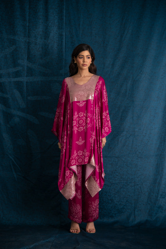 Rooh Kaftan Set in Ruby