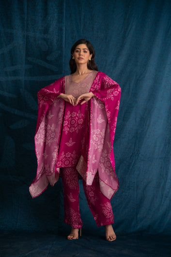 Rooh Kaftan Set in Ruby