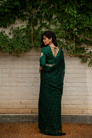 Rooh Peplum Lehenga and Duppata Set in Emerald