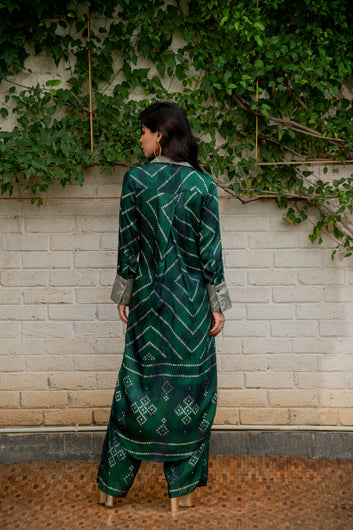 Rooh Bandhani Kurta Set in Emerald