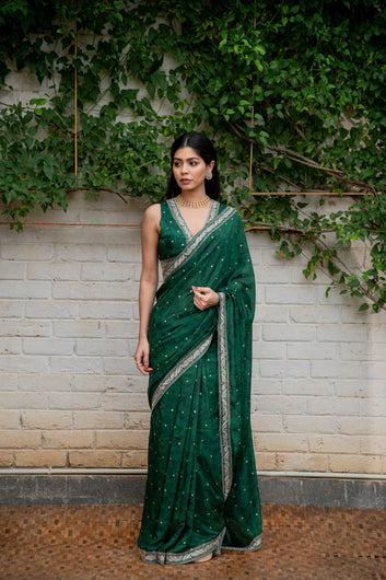 Rooh Sari in Emerald