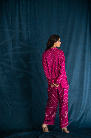 Rooh Panel Pant in Ruby