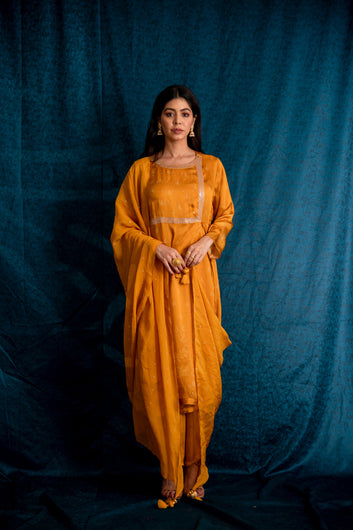 Rooh Wrap Kurta Set in Mustard