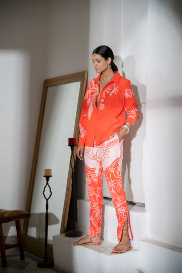 Noor Placement Pant in Orange